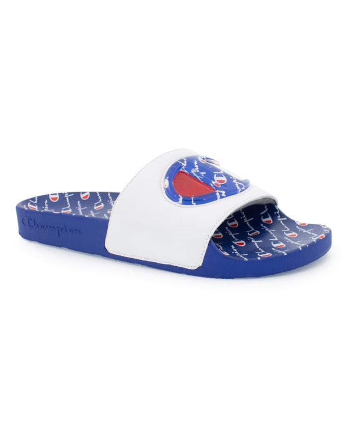 Champion Ipo Jellie Badslippers Heren - Wit/Blauw - Belgie 6897NJAZE